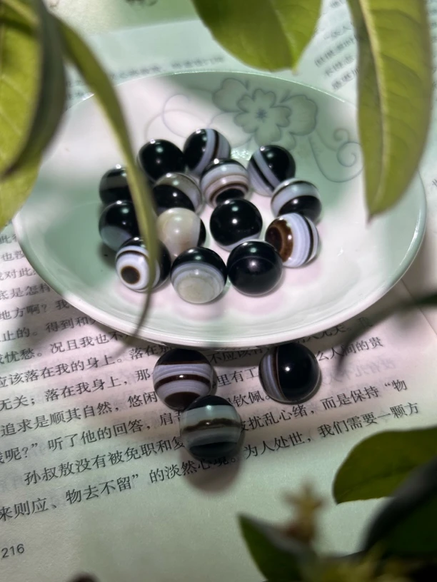 紫云 绿条纹玛瑙圆珠散珠文玩配饰多样性发一颗