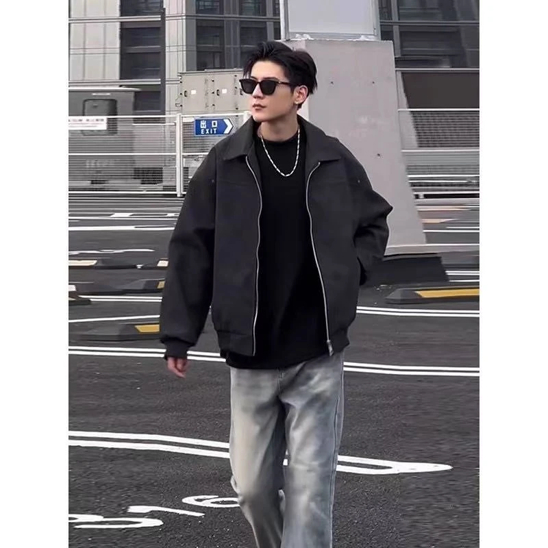 新款国潮潮牌皮衣外套男潮高级感痞帅短款夹克ootd穿搭春秋棒球服