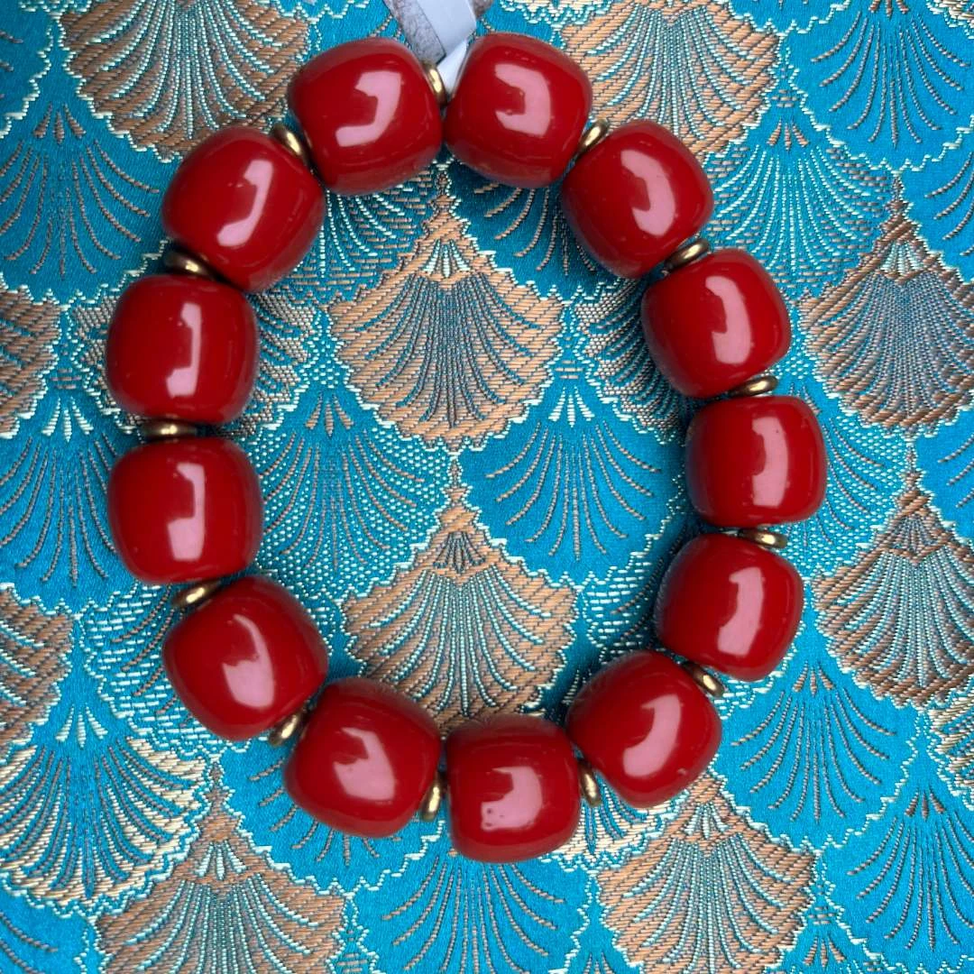 【器物炎灵 】红色hnn桶珠手串