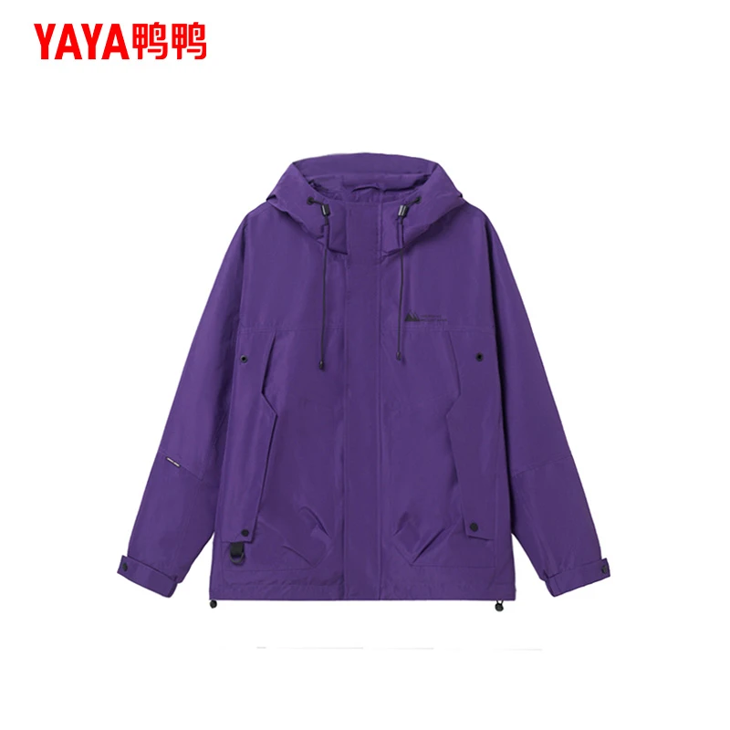 YAYA/鸭鸭宽松休闲外套男女同款户外连帽春秋款YF3P000447P
