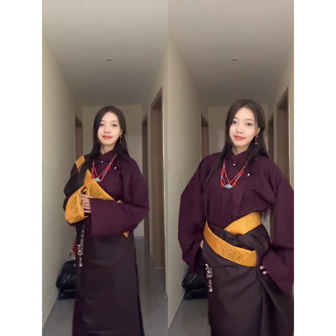 XIMALE |新年藏袍套装-藏式民族风女款三件套斜襟时尚百搭设计师