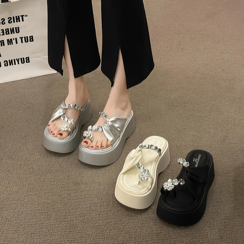 松糕厚底增高凉拖鞋女夏外穿2025新款配裙子时尚套趾拖鞋女鞋外穿