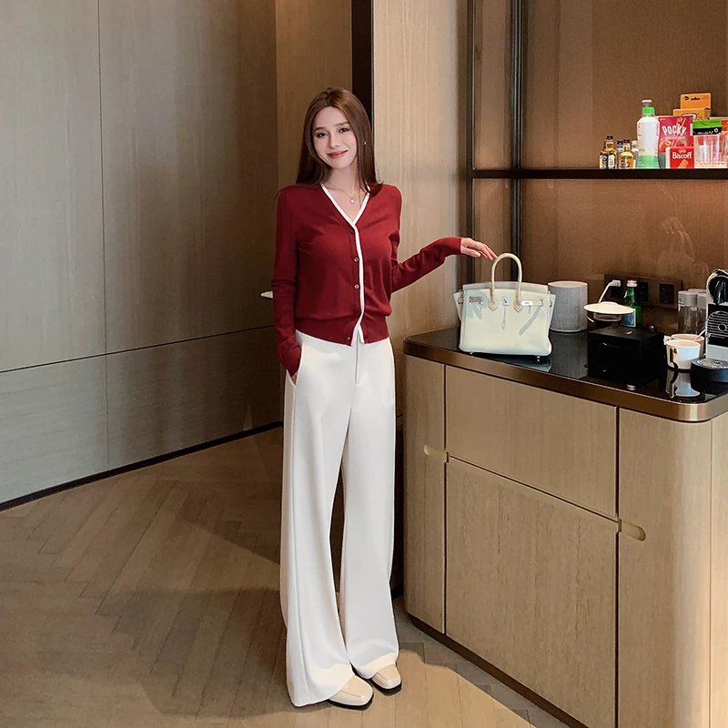 岛歌夫人宽松高腰显瘦微喇裤阔腿裤休闲西装裤女春秋2025新款垂感