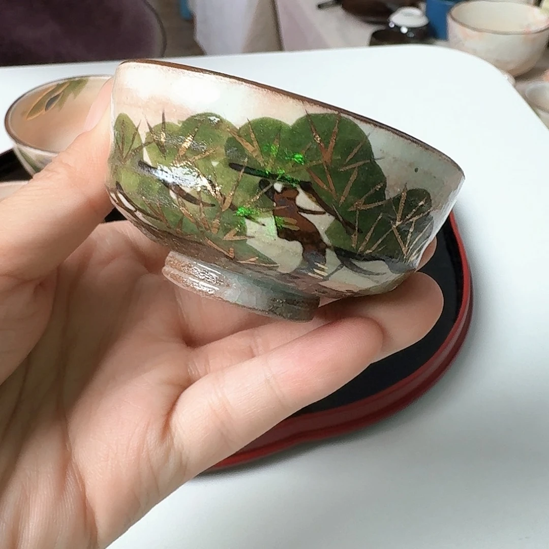 瓷片清水烧松叶茶杯