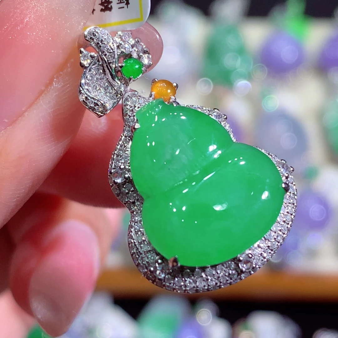 翡翠18K金镶嵌吊坠(不含链)