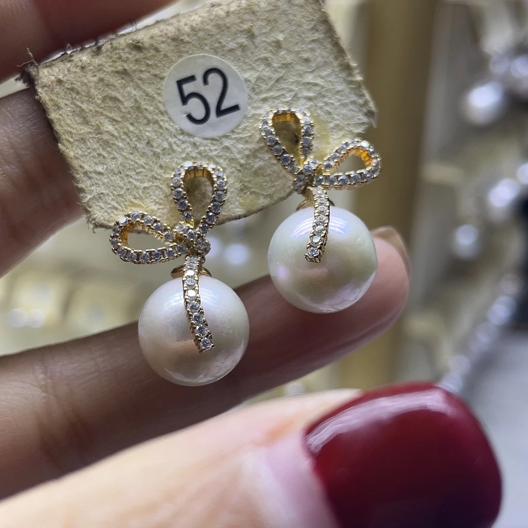 银S925镶嵌淡水珍珠耳饰