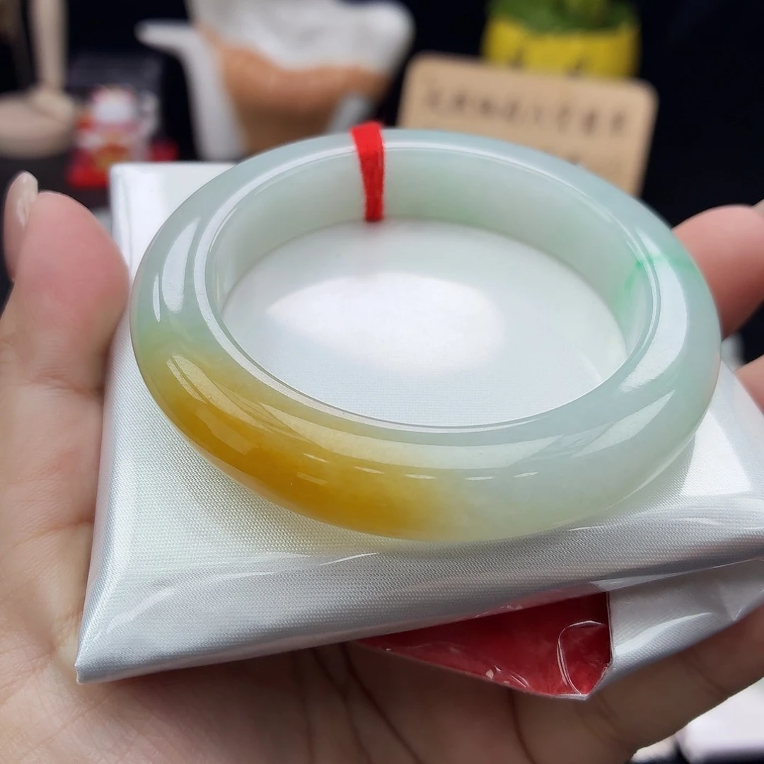 未镶嵌手镯翡翠16号黄➕绿