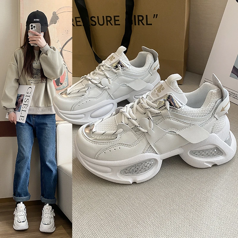 2025春季新款透气厚底内增高阿甘鞋百搭网红休闲运动鞋潮流老爹鞋