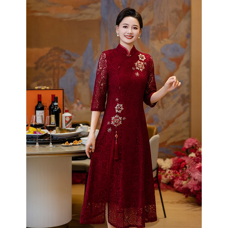 高端喜婆婆婚宴婚装2025新款中年妈妈高贵结婚礼服年轻丈母娘喜服