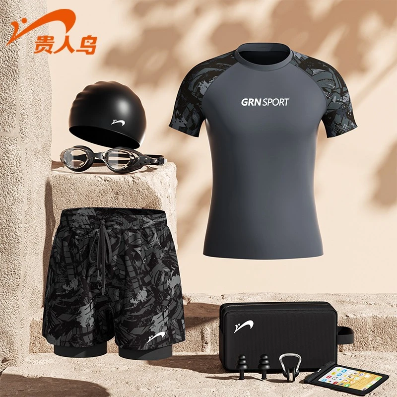 贵人鸟泳衣泳裤男款五分速干双层男生泳衣泳装男士防尴尬游泳装备