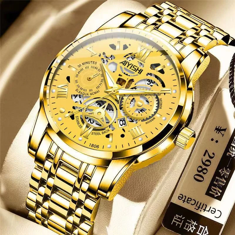 AIYSHI 高档镂空男士手表 瑞士注册品牌 防水夜光腕表-1806