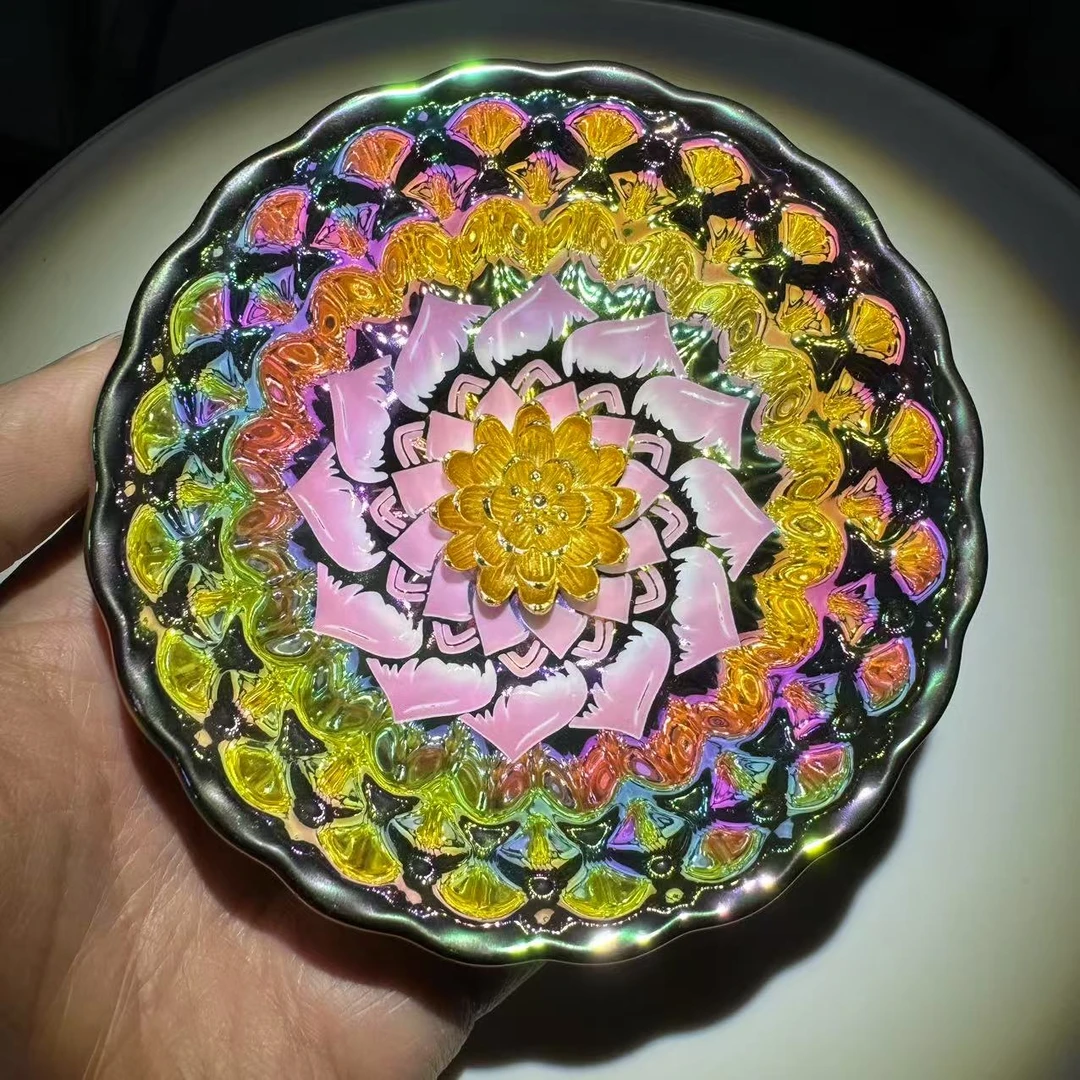 七彩梦幻红粉佳人金莲花杯