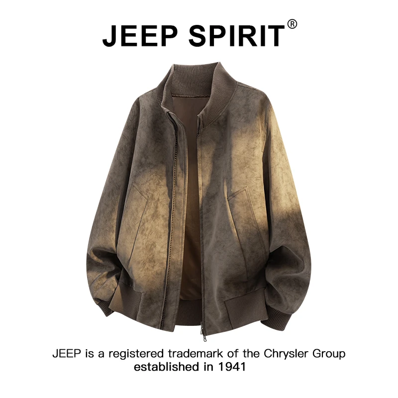 JEEPSPIRIT吉普美拉徳复古飞行员夹克男秋季潮牌cleanfit立领外套