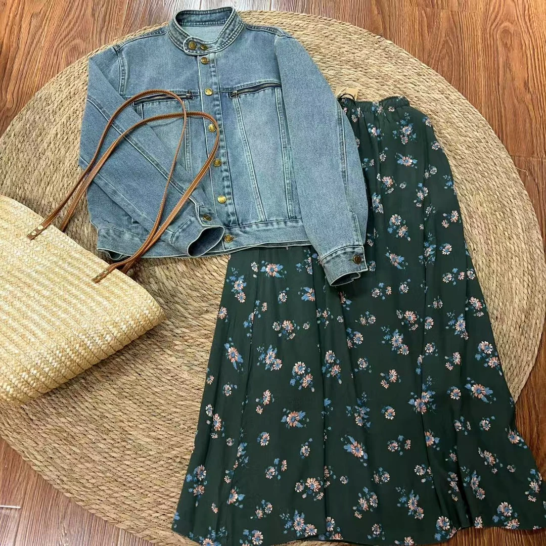 【那尚新品】春 简约经典小竖领牛仔外套