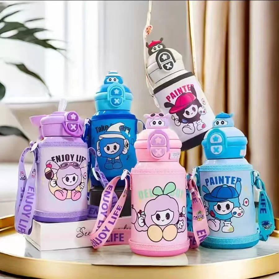 【316不锈钢】儿童卡通公仔保温杯一盖双饮500毫升带杯套学生保温杯