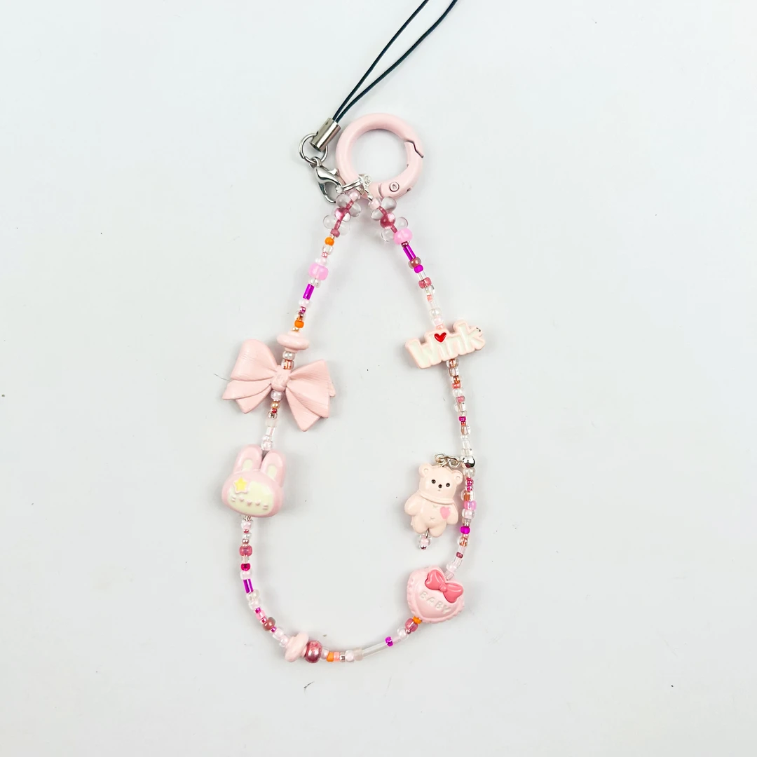 可爱卡通串珠合金配件diy手机链防丢挂链