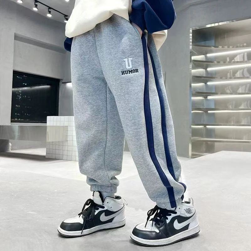 中大童加绒宽松运动裤男童秋款亲肤舒适休闲裤