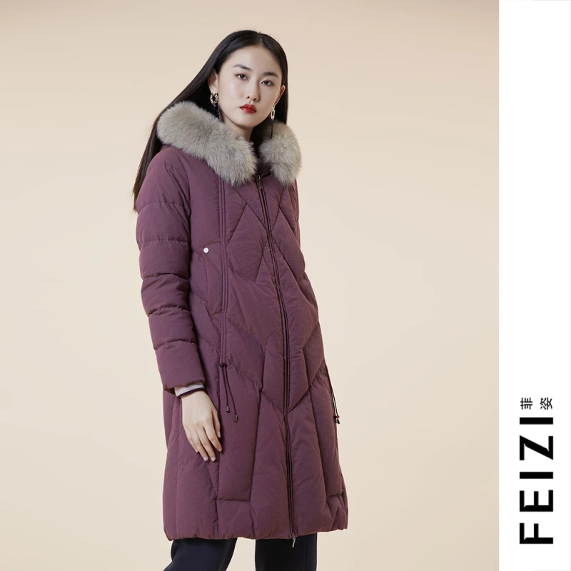 菲姿FEIZI冬款连帽毛领羽绒服0W956