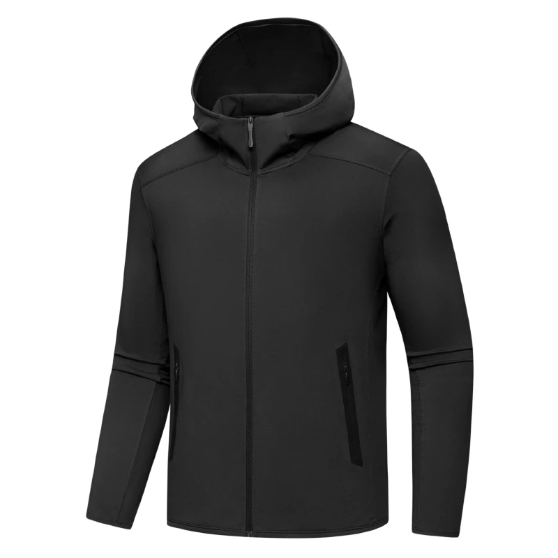 冬季男保暖抓绒衫户外运动加绒打底连帽上衣/24-23A002