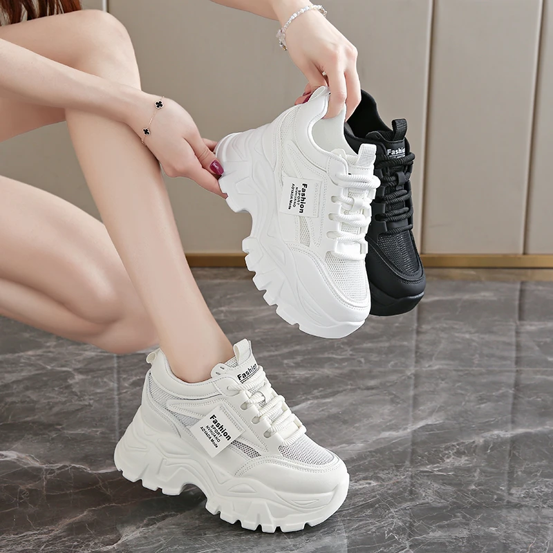 8公分内增高女鞋2024年秋冬新款厚底运动鞋显高小个子老爹鞋