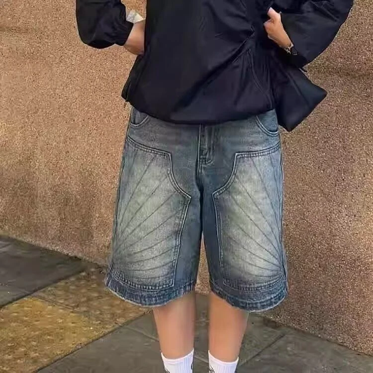 夏季新款美式短裤男潮牌薄款设计感小众宽松大码运动休闲五分裤子