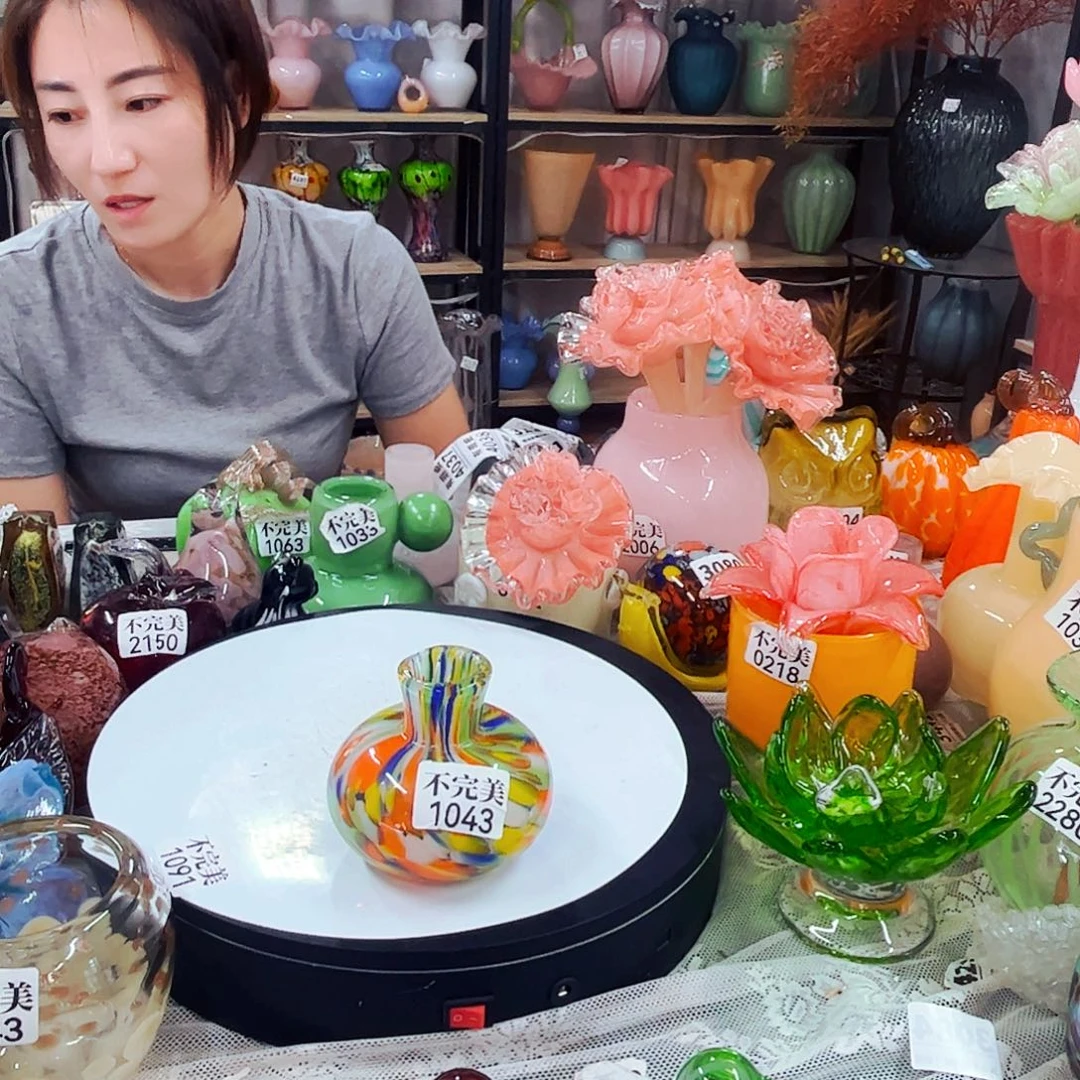 1043 家悦琉璃花器工艺品不完美