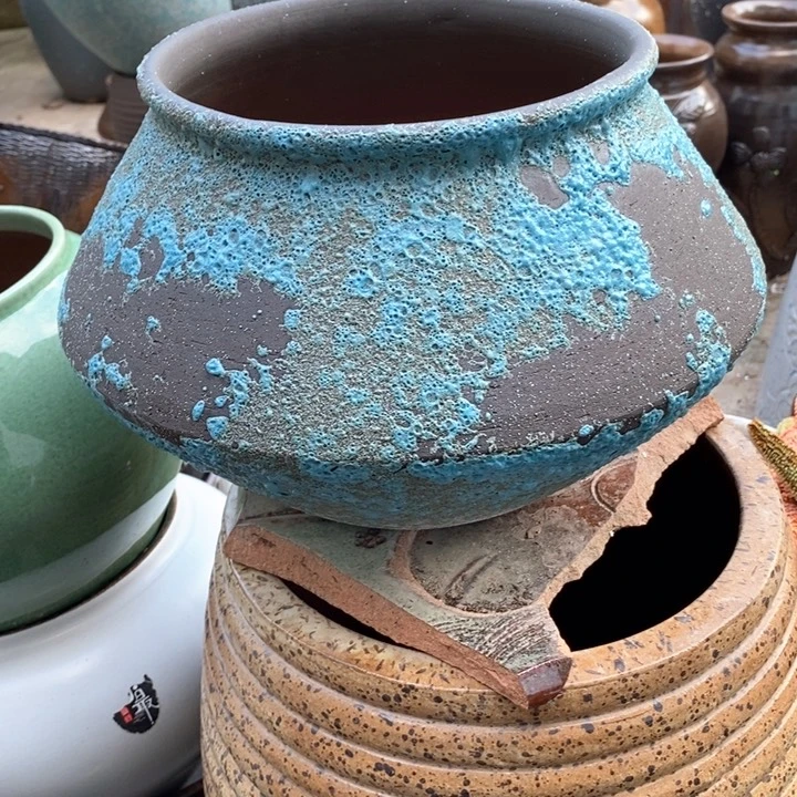 紫砂花盆高约19口19手工