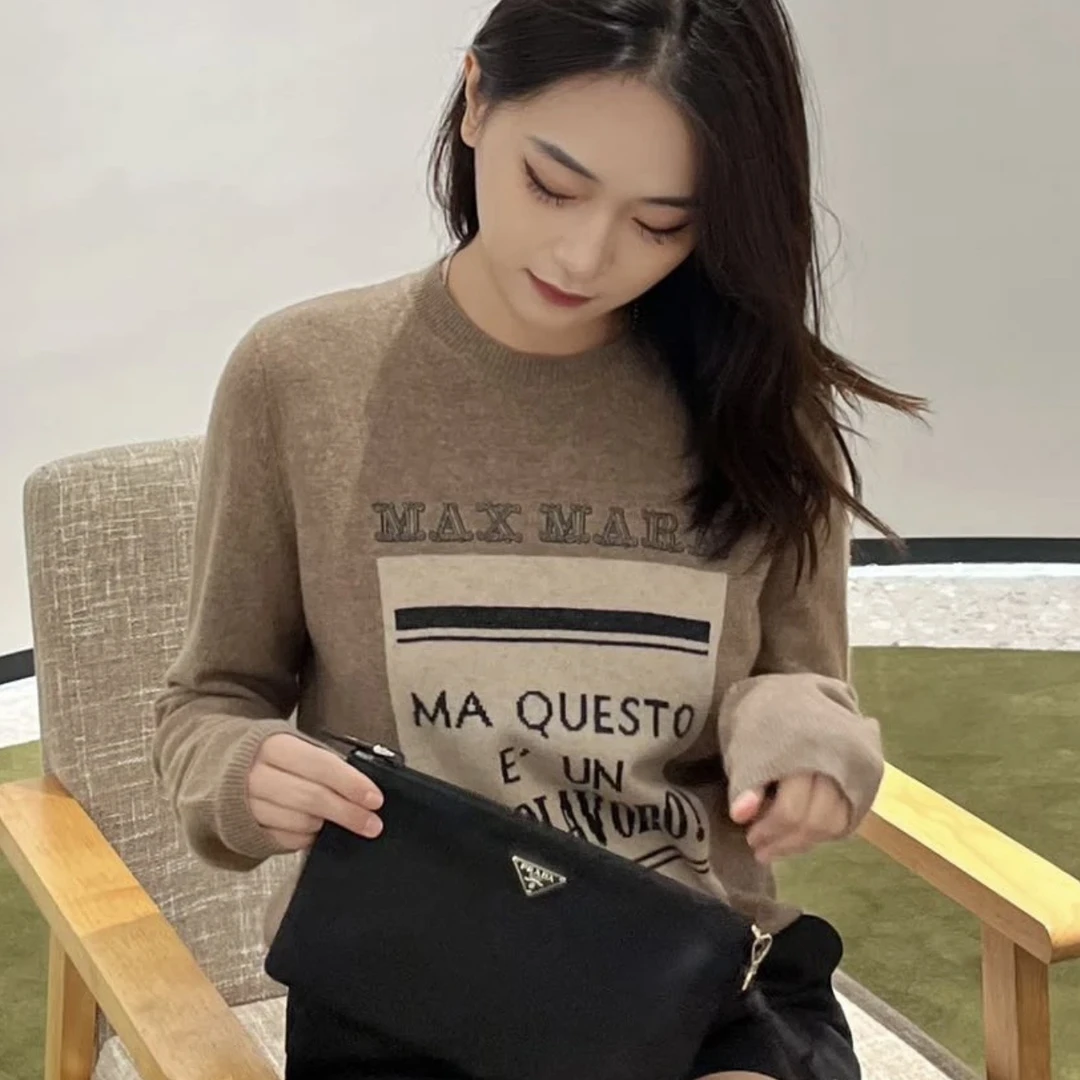 未使用 MaxMara 汤/TP030761/ M字母针织套头衫圆领 毛衣