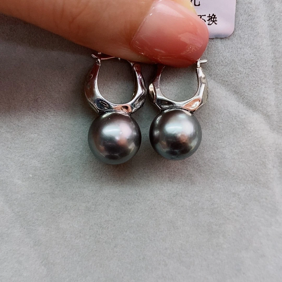 银S925镶嵌耳饰海水珍珠10-11