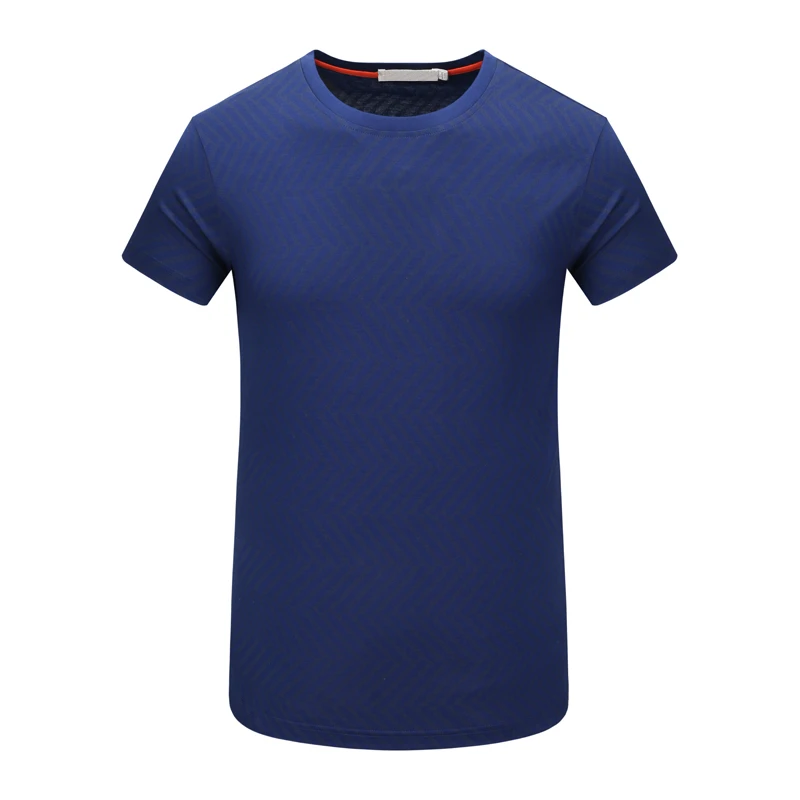 MY118美尔男式夏季短袖T恤 蚕丝圆领套头休闲商务上衣 深蓝色