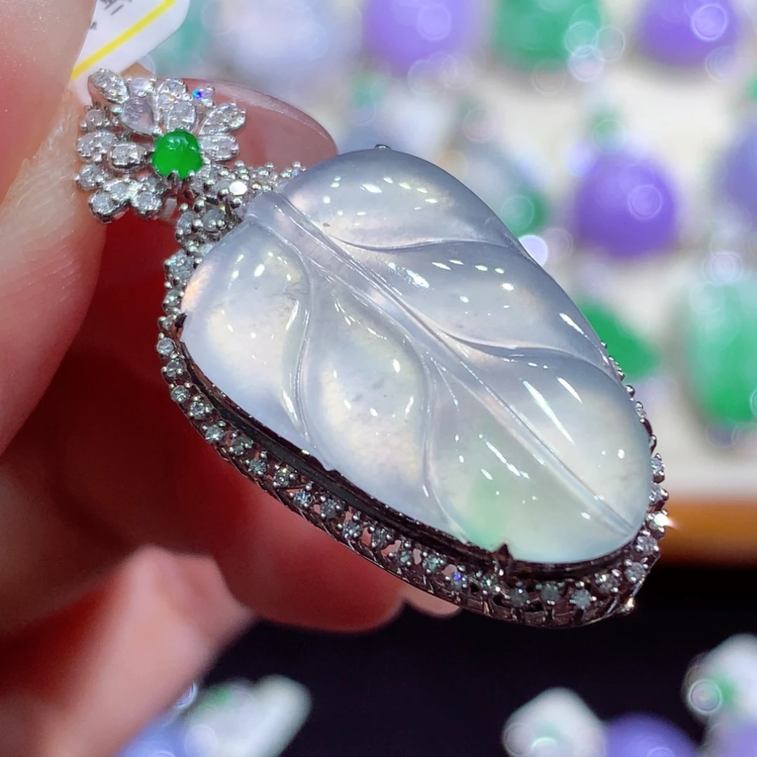 翡翠18K金镶嵌吊坠(不含链)