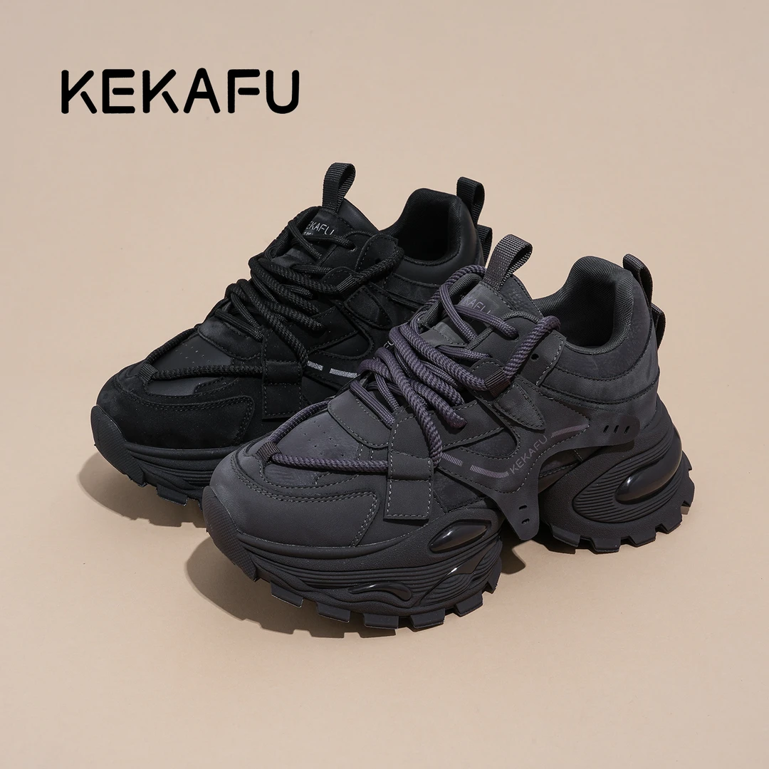 KEKAFU/珂卡芙2025年新款增高显脚小【厚底增高6CM】时尚老爹鞋