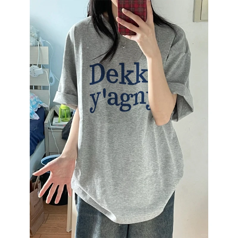 labzaa美式ins简约复古字母印花短袖T恤男女百搭个性休闲宽松上衣