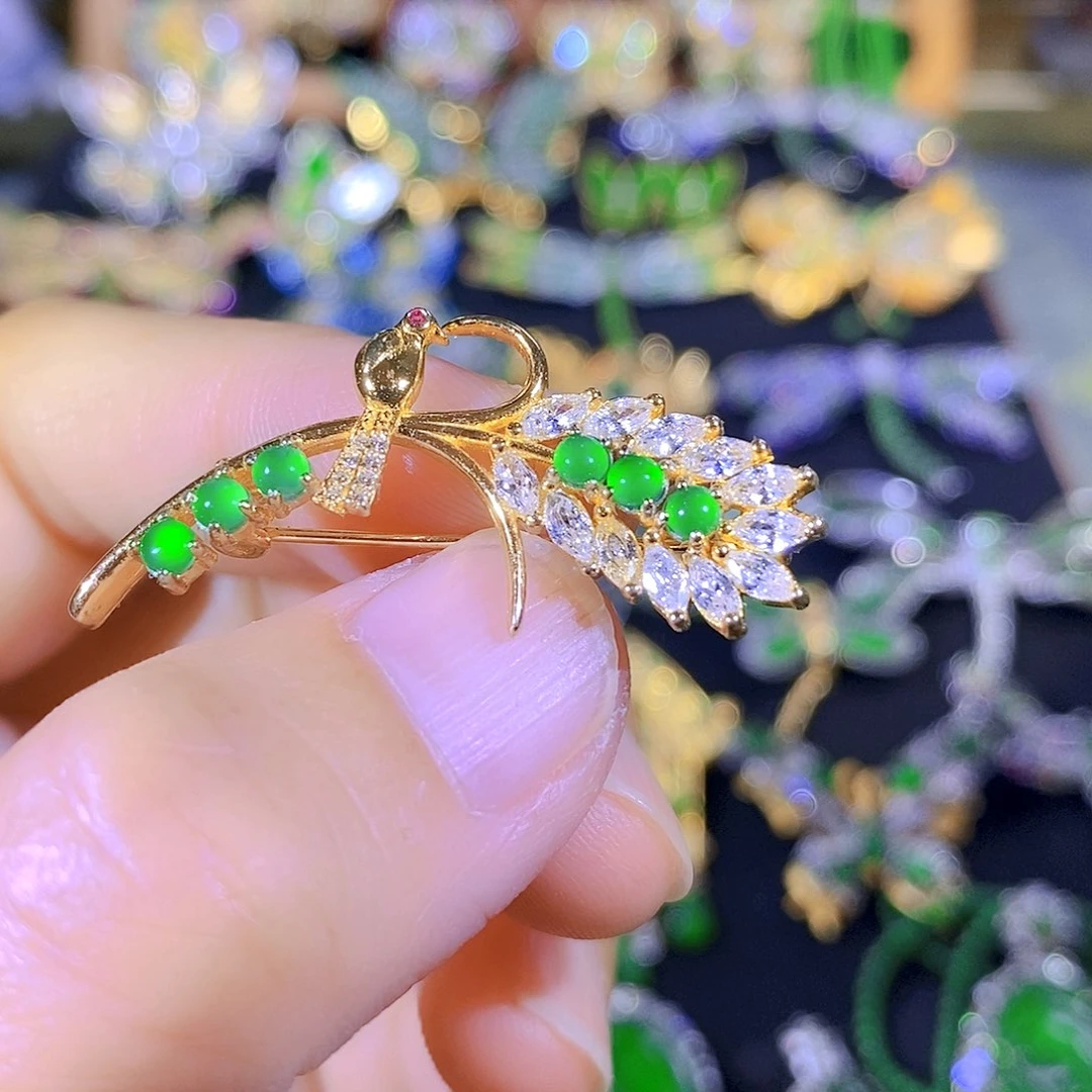 吊坠(不含链)银S925镶嵌翡翠