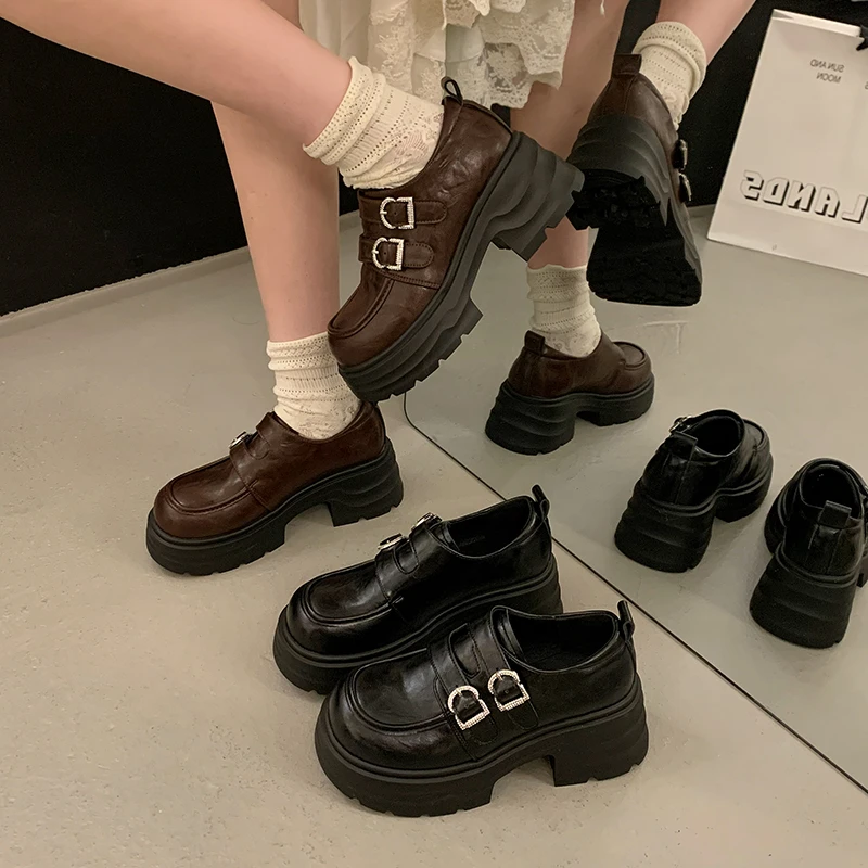 英伦风小皮鞋女2025秋季新款日系jk单鞋百搭厚底女鞋子黑色乐福鞋