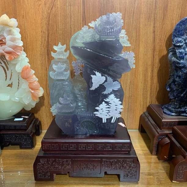 紫莹料山水题材摆件居家装饰