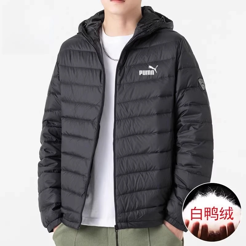2025秋冬新款轻薄羽绒服男士秋冬新款防寒保暖连帽立领白鸭绒外套