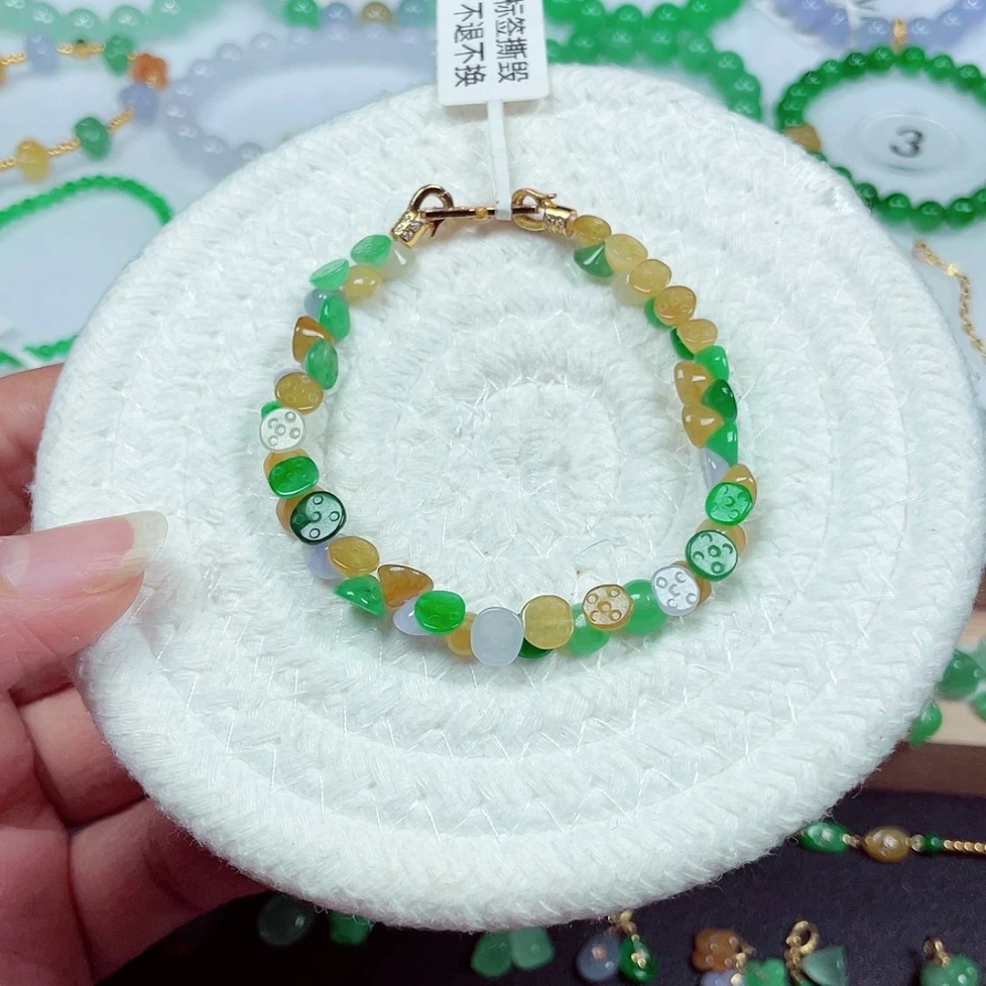 翡翠未镶嵌手链天然缅甸翡翠A货卡5