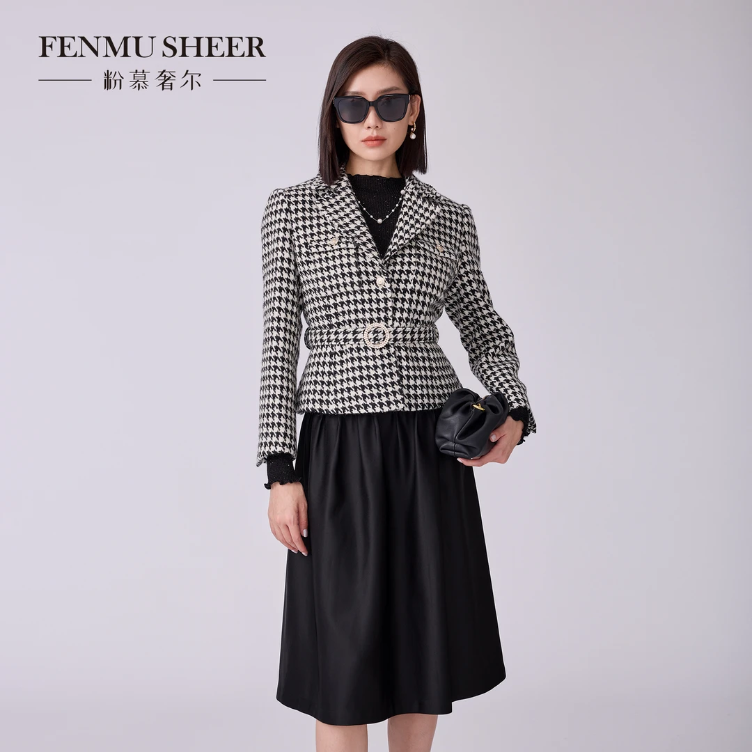【莉莉专属】粉慕奢尔『千鸟格』高级感气质千鸟格小香风外套-C2503