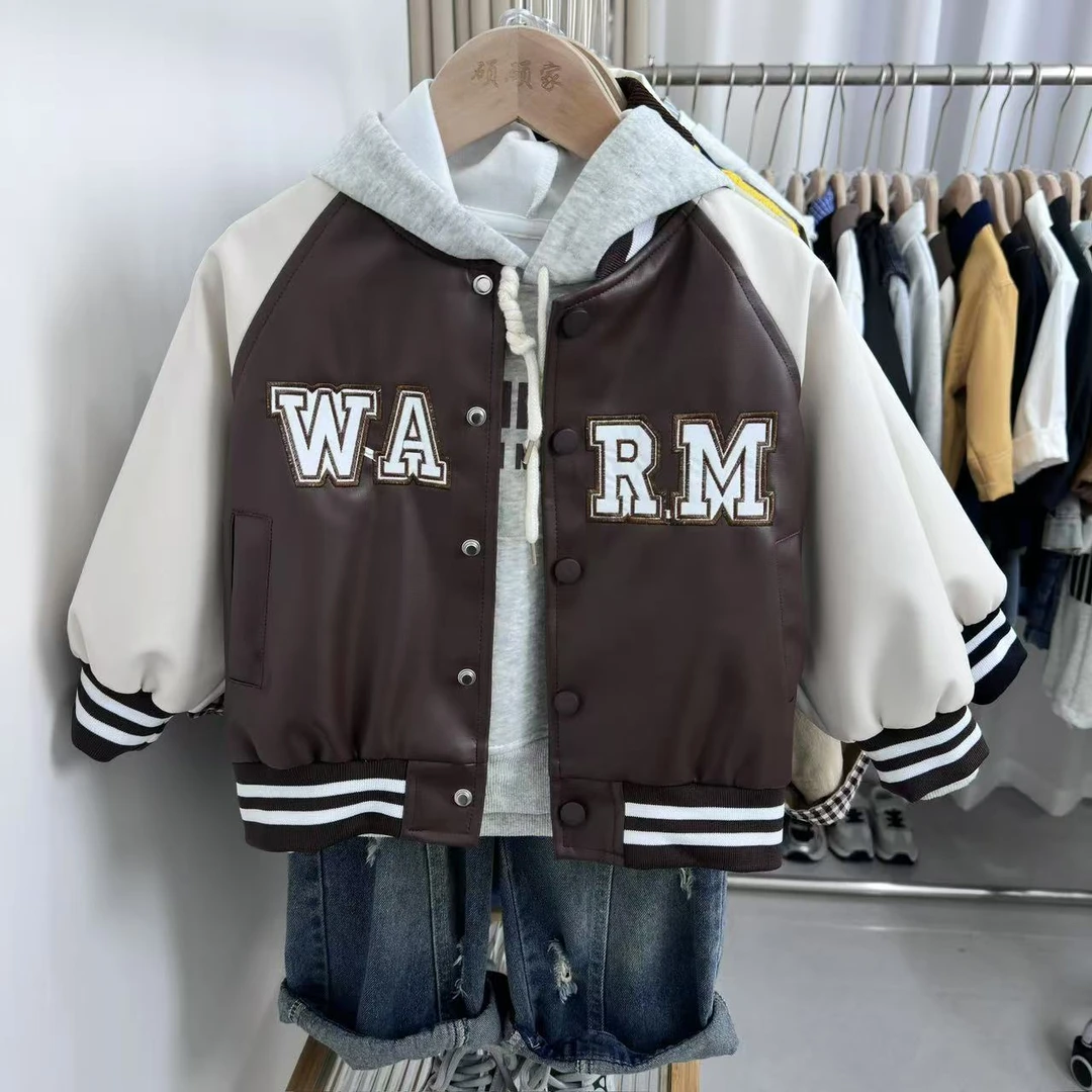 男童皮衣夹克外套棒球服2025新款洋气宝宝春秋装儿童痞帅气机车服