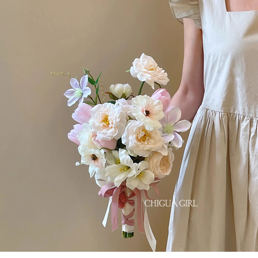 ins高级感仿真花手捧花新娘领证结婚花束拍照道具假花七夕520礼物