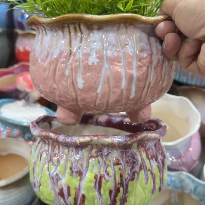 凑9块包邮，有孔，陶瓷花盆