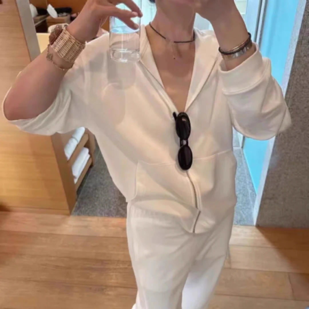 韩国东大门statement 春夏 连帽拉链卫衣休闲裤两件套装