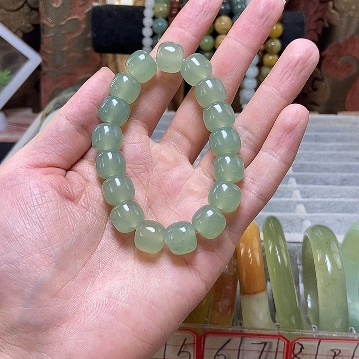蛇纹石玉手链未镶嵌y***✊