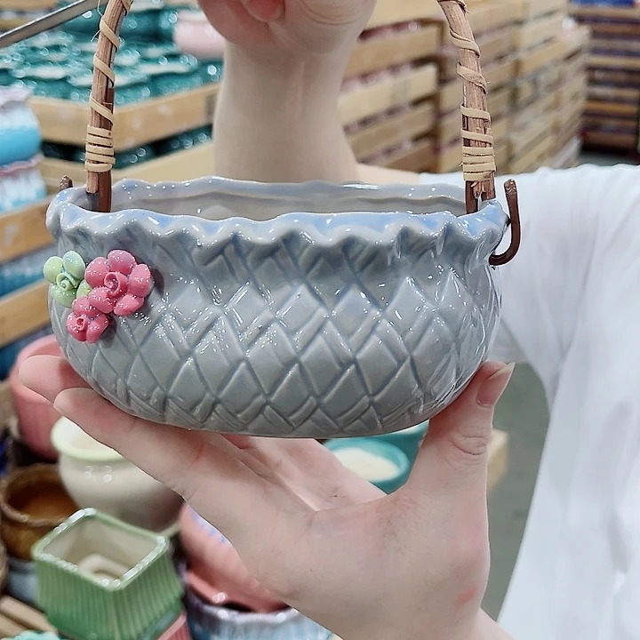 有孔，凑10元包邮陶瓷花盆发货！