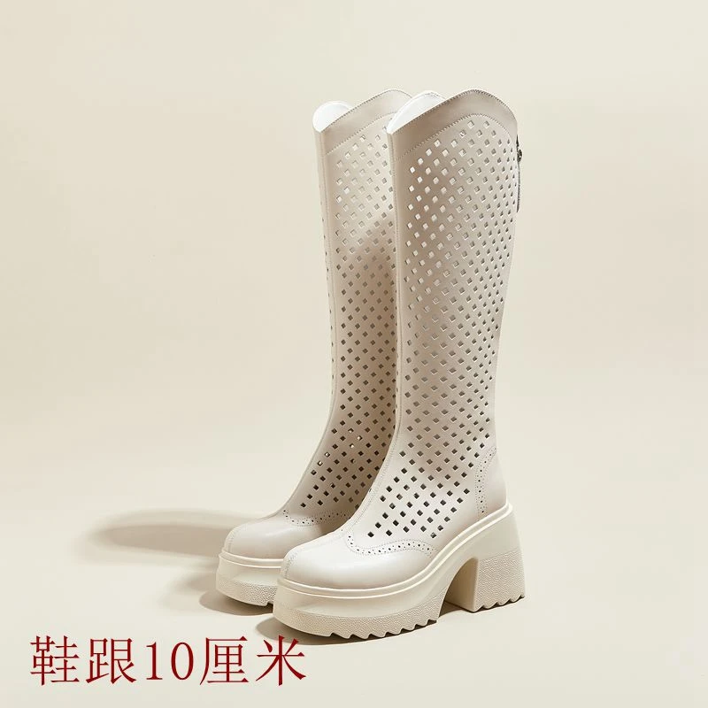凉靴长筒靴子女2024年新款不过膝长靴春夏高跟骑士靴厚底瘦瘦