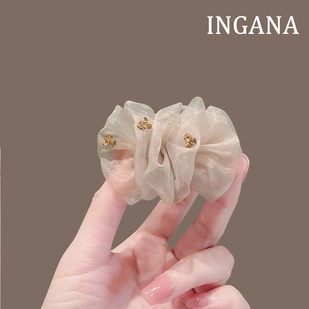 高级感网纱发夹小号鲨鱼夹蝴蝶结满天星后脑勺羽毛泡泡纱气质发抓