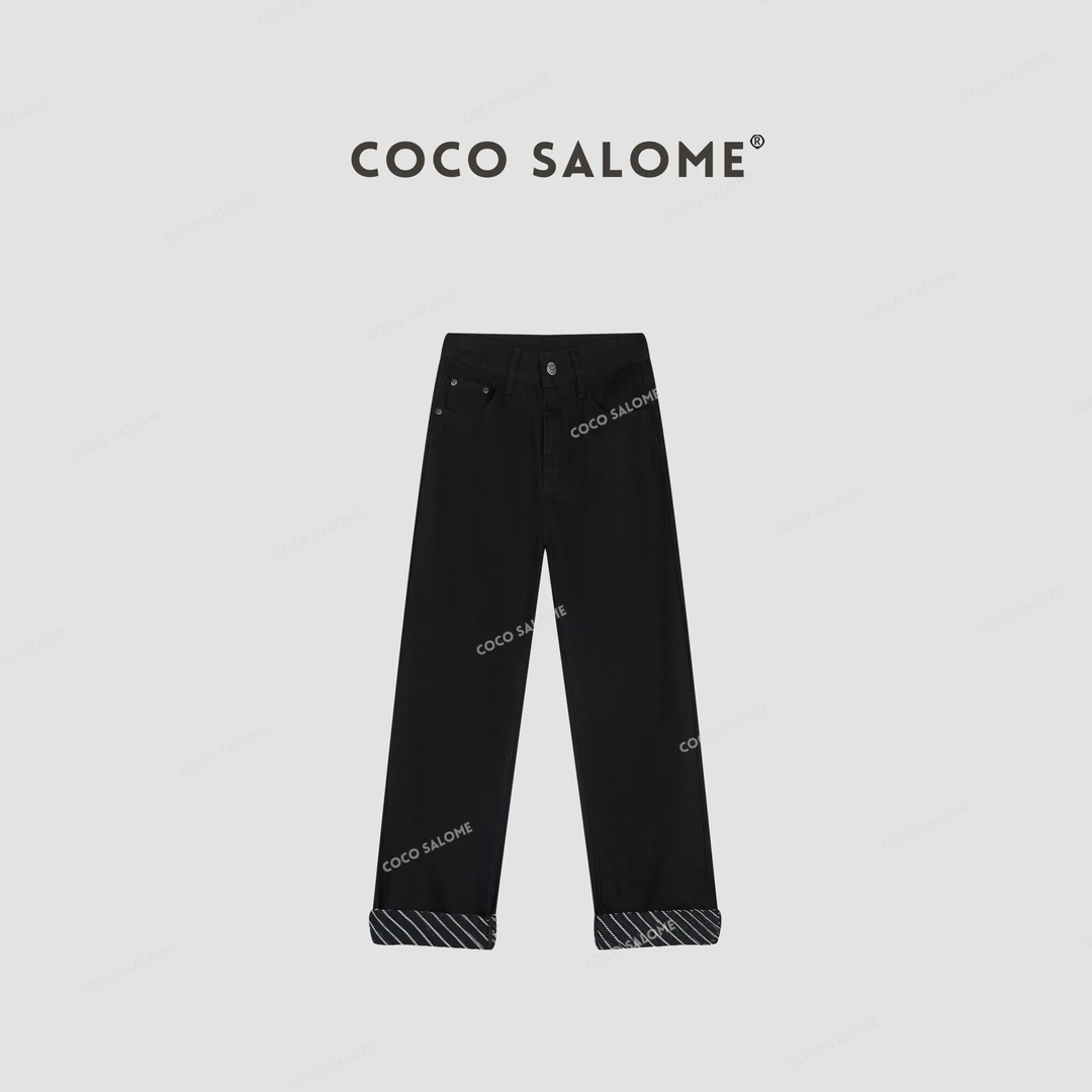 COCO SALOME⑥【黑牛】2025早春天丝直筒百搭简约牛仔裤0977