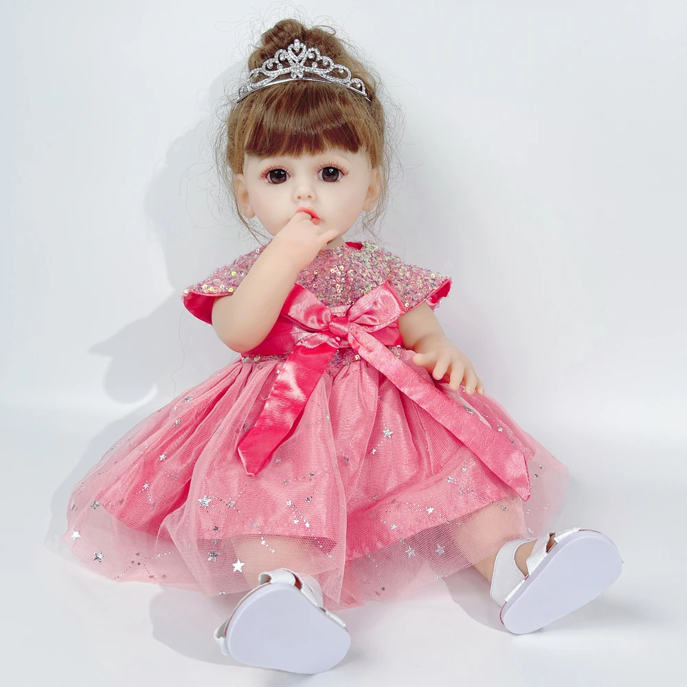 粉色欧根纱 植入发  儿童仿真娃娃玩具洋娃娃过家家玩具玩偶