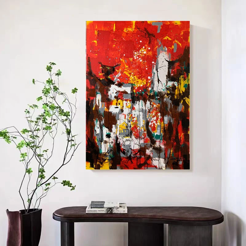 定金《炽热狂想》80*120含内框，刘春建原创手绘油画，肌理装饰画挂画